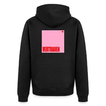 VERTRAUEN HERZ - Unisex Premium Bio Zip Hoodie - Schwarz - Hinten - Nico (187cm)