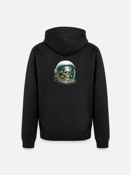 Astronautenhelm Aquarium Kunst mit Fischen - Unisex Premium Bio Zip Hoodie - Schwarz