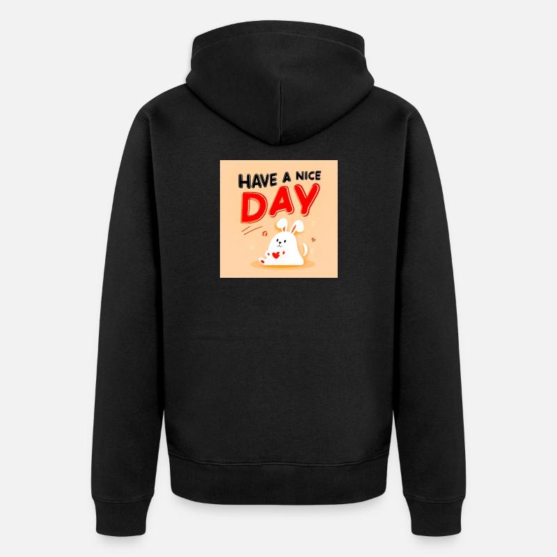 Niedliches Hasen-Design mit positiver Botschaft - Unisex Premium Bio Zip Hoodie - Schwarz