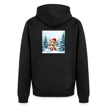 Christmas Giraffe in Winter Landscape - Unisex Premium Organic Zip Hoodie - black - Back - Nico (187cm)