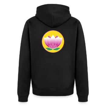 Lotus Flower Meditation - Unisex Premium Organic Zip Hoodie - black - Back - Nico (187cm)