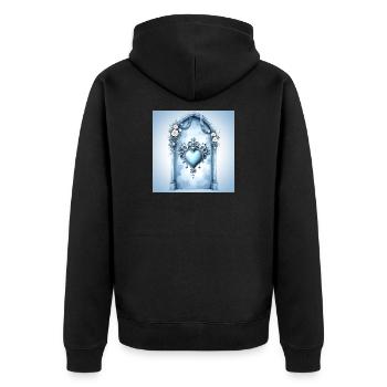 Cadre décoratif en forme de cœur de style baroque bleu - Veste à capuche bio Premium Unisexe - noir - Dos - Nico (187cm)