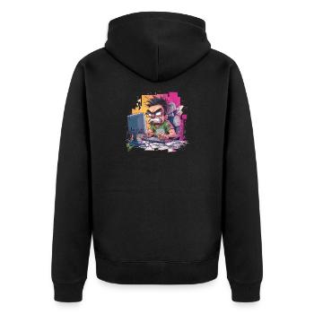 Gamer Rage – Wenn der Controller fliegt - Unisex Premium Bio Zip Hoodie - Schwarz - Hinten - Nico (187cm)