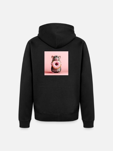Süße Maus mit buntem Donut - Unisex Premium Bio Zip Hoodie - Schwarz