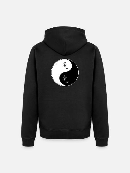Yin Yang Symbol with Chinese Characters - Unisex Premium Organic Zip Hoodie - black