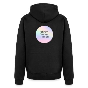 *innen_innen:innen - Unisex Premium Bio Zip Hoodie - Schwarz - Hinten - Nico (187cm)