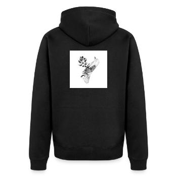 Vogel mit Pflanzen - Unisex Premium Bio Zip Hoodie - Schwarz - Hinten - Nico (187cm)