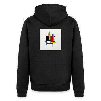 Colorful Geometric Abstract Composition - Unisex Premium Organic Zip Hoodie - black - Back - Nico (187cm)