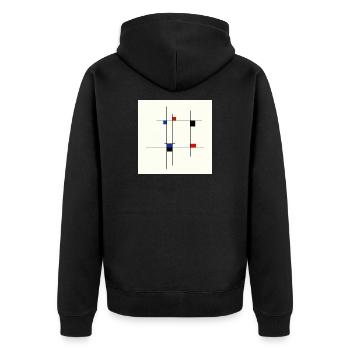 Abstrakte Designlinie und Farben - Unisex Premium Bio Zip Hoodie - Schwarz - Hinten - Nico (187cm)