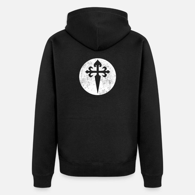 Croix de Saint-Jacques cercle blanc illustration - Veste à capuche bio Premium Unisexe - noir