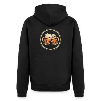 Prost Bierkrüge Emblem Cartoon Design - Unisex Premium Bio Zip Hoodie - Schwarz - Hinten - Nico (187cm)