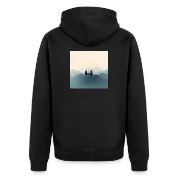 Sailing boat in minimalist ocean - Unisex Premium Organic Zip Hoodie - black - Back - Nico (187cm)