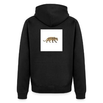 VisionWear Panther Plaid – Luxuriöses Musterdesign - Unisex Premium Bio Zip Hoodie - Schwarz - Hinten - Nico (187cm)