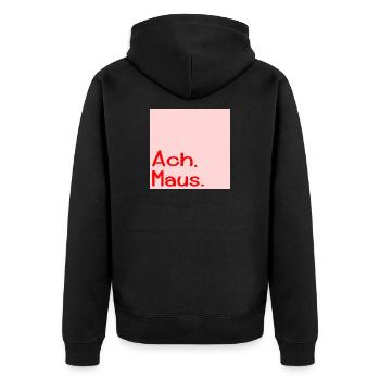 Ach Maus Kosename - Unisex Premium Bio Zip Hoodie - Schwarz - Hinten - Nico (187cm)