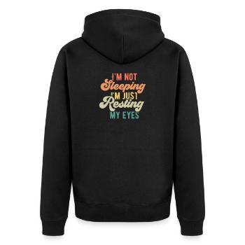 Personal Motivational T-Shirt with Humor - Unisex Premium Organic Zip Hoodie - black - Back - Nico (187cm)