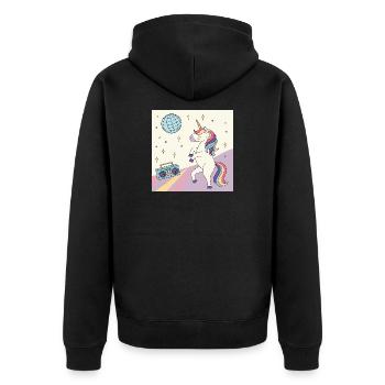 Einhorn Party Disco - Unisex Premium Bio Zip Hoodie - Schwarz - Hinten - Nico (187cm)