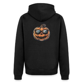 Cool Halloween pumpkin - Unisex Premium Organic Zip Hoodie - black - Back - Nico (187cm)