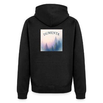 Forest landscape with Dumenta lettering - Unisex Premium Organic Zip Hoodie - black - Back - Nico (187cm)
