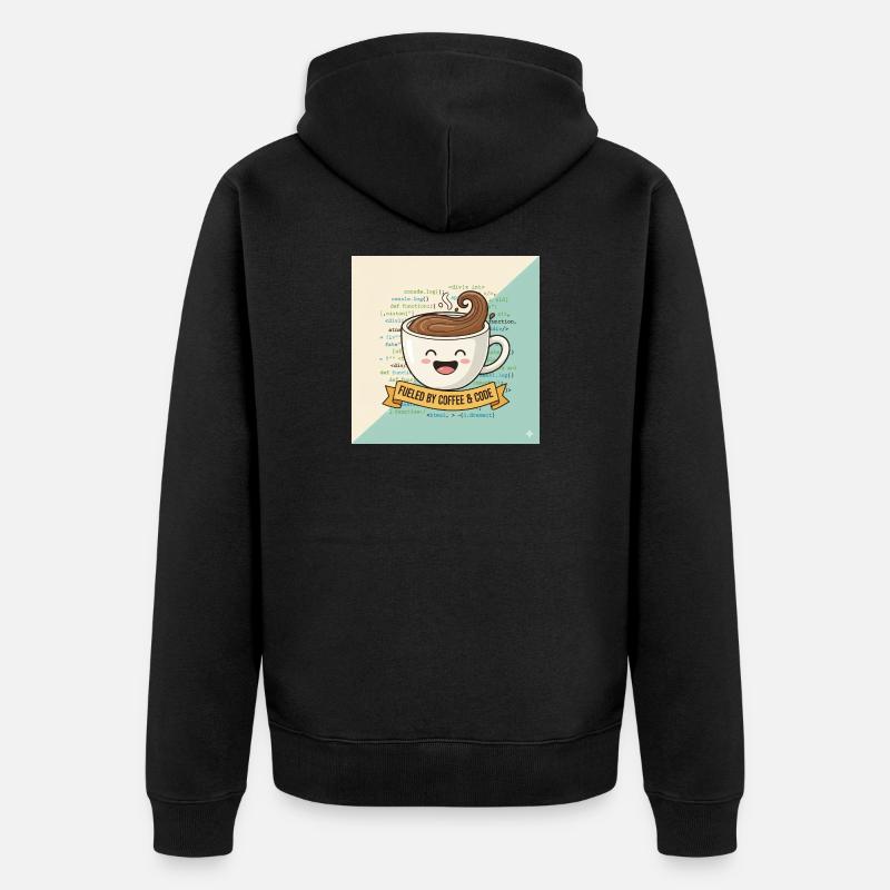 Happy Coffee Mug and Code - Unisex Premium Organic Zip Hoodie - black