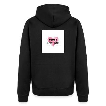 Mom I love U - Unisex Premium Bio Zip Hoodie - Schwarz - Hinten - Nico (187cm)