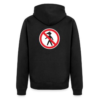 Werwolf-Verbotsschild – Hu Signage - Unisex Premium Bio Zip Hoodie - Schwarz - Hinten - Nico (187cm)
