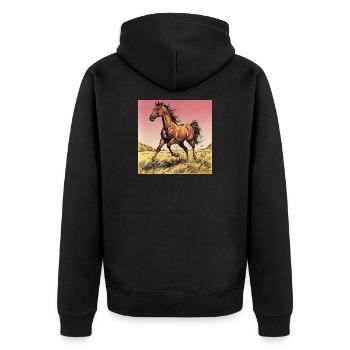 Imprimé dynamique cheval sauvage - Veste à capuche bio Premium Unisexe - noir - Dos - Nico (187cm)