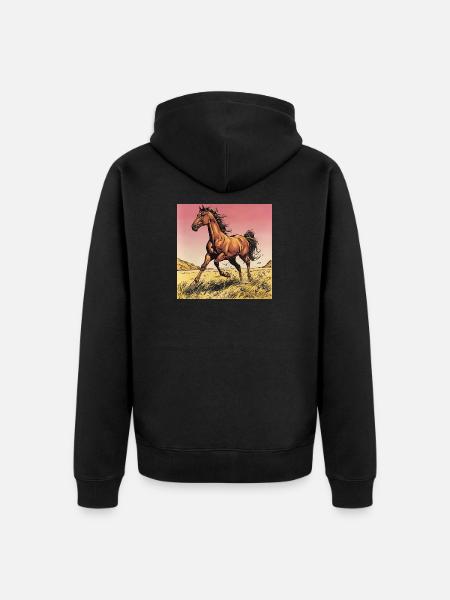 Dynamischer Wildpferd-Print - Unisex Premium Bio Zip Hoodie - Schwarz