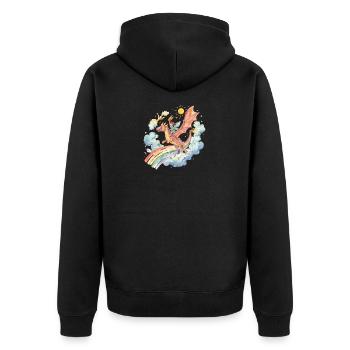 Girl with dragon and rainbow - Unisex Premium Organic Zip Hoodie - black - Back - Nico (187cm)