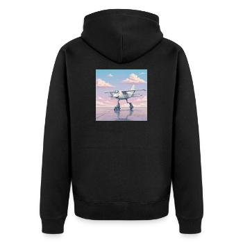 Flugzeug auf Rollschuhen mit einem Lächeln - Unisex Premium Bio Zip Hoodie - Schwarz - Hinten - Nico (187cm)