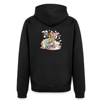 Capybara on Skate with Color Festival - Unisex Premium Organic Zip Hoodie - black - Back - Nico (187cm)