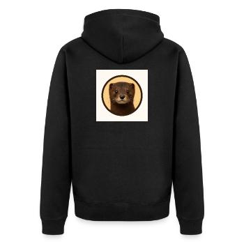 Cute Brown Bear in Circle - Unisex Premium Organic Zip Hoodie - black - Back - Nico (187cm)