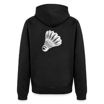 Badminton Federball Tattoo Sport Style - Unisex Premium Bio Zip Hoodie - Schwarz - Hinten - Nico (187cm)