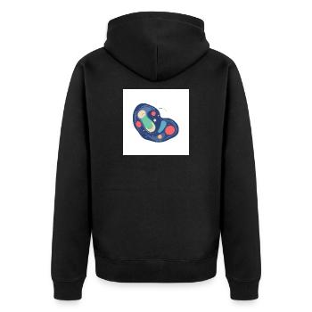 Motif abstrait Cosmos en bleu - Veste à capuche bio Premium Unisexe - noir - Dos - Nico (187cm)