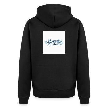 Montpellier Hand Lettering Design - Unisex Premium Organic Zip Hoodie - black - Back - Nico (187cm)