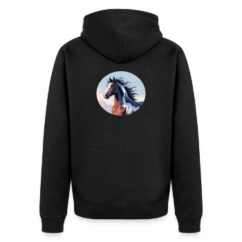 Tinker stallion galloping in mountain landscape - Unisex Premium Organic Zip Hoodie - black - Back - Nico (187cm)