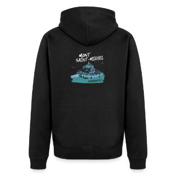 Mont Saint-Michel Blue Watercolor - Unisex Premium Organic Zip Hoodie - black - Back - Nico (187cm)