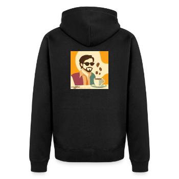 Kaffee vintage / retro Poster - Unisex Premium Bio Zip Hoodie - Schwarz - Hinten - Nico (187cm)
