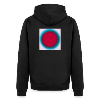 Roter Kreis im blauen Ring - Unisex Premium Bio Zip Hoodie - Schwarz - Hinten - Nico (187cm)