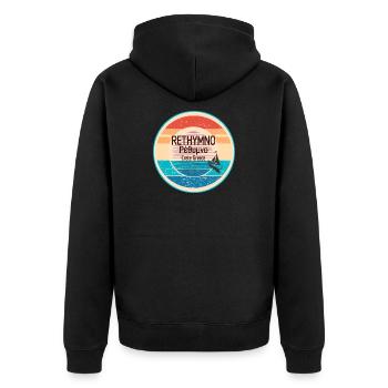 Greek sunset look Crete  - Unisex Premium Bio Zip Hoodie - Schwarz - Hinten - Nico (187cm)