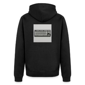 Minimalist Tastatur  - Unisex Premium Bio Zip Hoodie - Schwarz - Hinten - Nico (187cm)