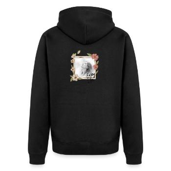 Floral Frame Portrait Enjoy Life - Unisex Premium Bio Zip Hoodie - Schwarz - Hinten - Nico (187cm)