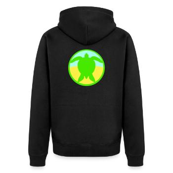 Turtle Logo Beach Water Sea Round Icon - Unisex Premium Organic Zip Hoodie - black - Back - Nico (187cm)