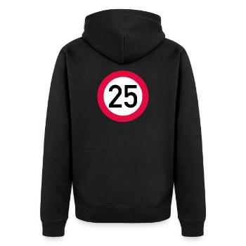 25. Geburtstag Achtung! Verkehrsschild 25 Km/h - Unisex Premium Bio Zip Hoodie - Schwarz - Hinten - Nico (187cm)