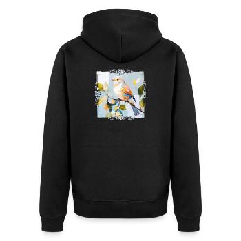 Bunter Vogel im Aquarellstil - Unisex Premium Bio Zip Hoodie - Schwarz - Hinten - Nico (187cm)