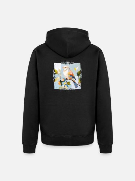 Bunter Vogel im Aquarellstil - Unisex Premium Bio Zip Hoodie - Schwarz
