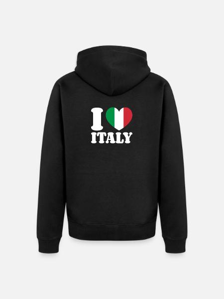 I Love Italy Italy Italian Flag Heart - Unisex Premium Organic Zip Hoodie - black