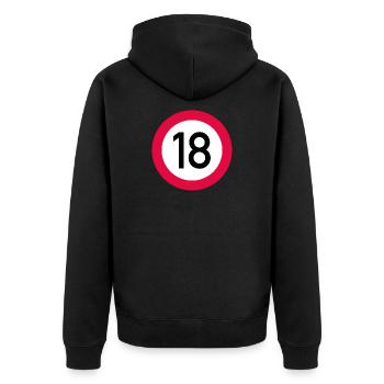 18. Geburtstag Achtung! Verkehrsschild 18 Km/h - Unisex Premium Bio Zip Hoodie - Schwarz - Hinten - Nico (187cm)
