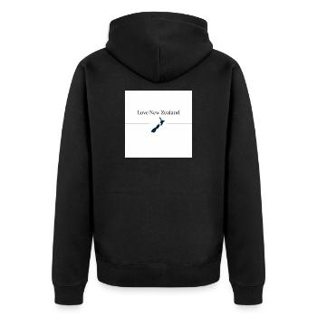 Liebe Neuseeland Silhouette - Unisex Premium Bio Zip Hoodie - Schwarz - Hinten - Nico (187cm)