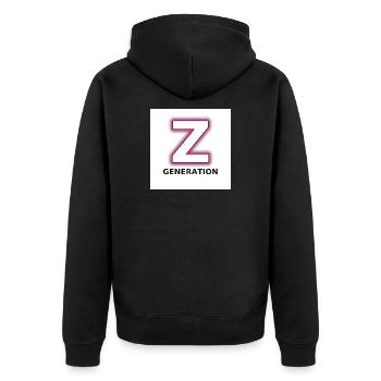 Z Generation Neon Z - Unisex Premium Bio Zip Hoodie - Schwarz - Hinten - Nico (187cm)