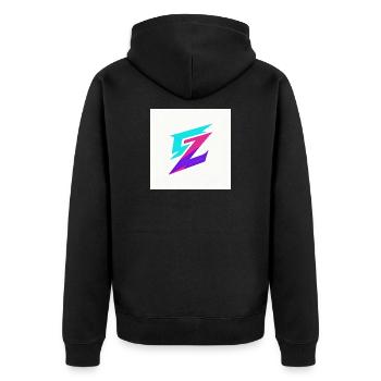 Zigzag Neon Gradient Logo - Unisex Premium Organic Zip Hoodie - black - Back - Nico (187cm)